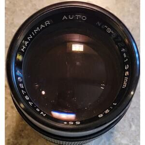 Hanimar Auto "S" No. 757237 135mm 1:28 Camera Lense With Leather Carrying Pouch